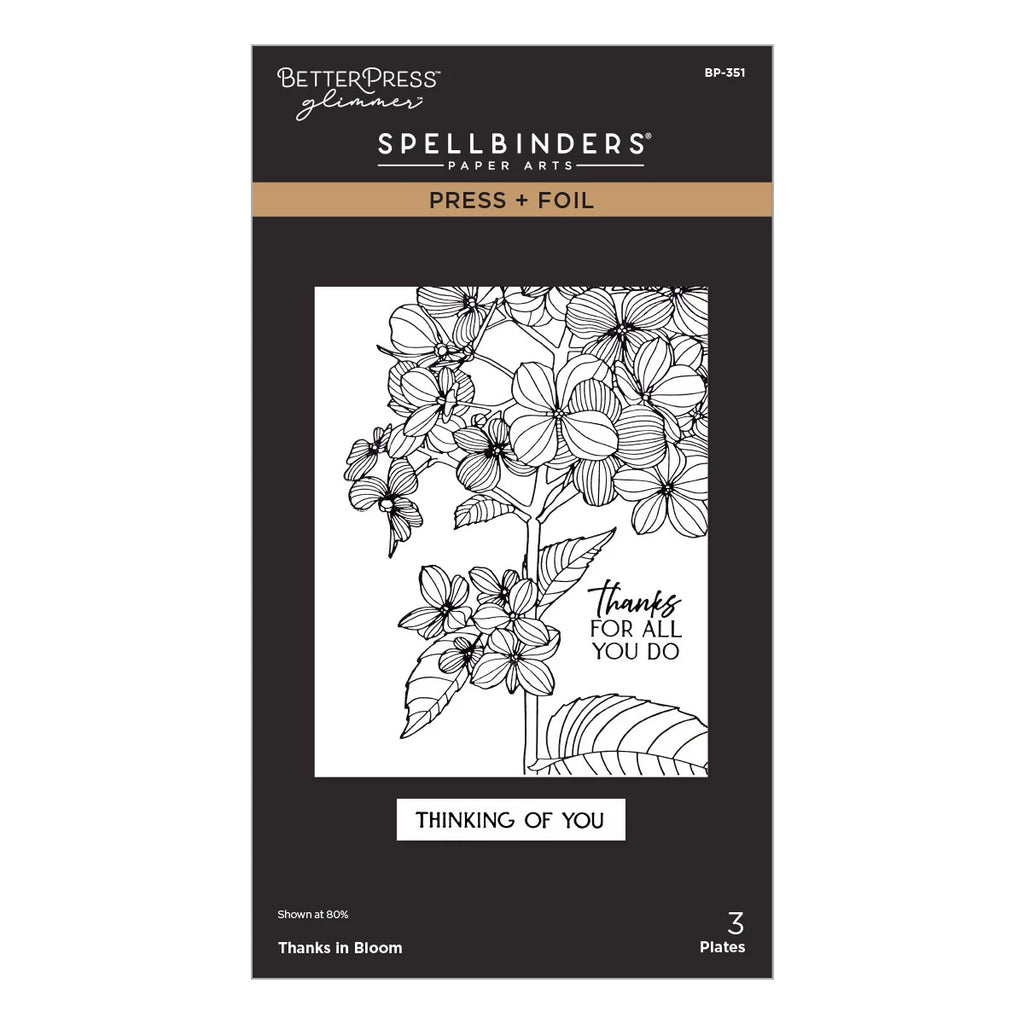Spellbinders Press Plates Thanks In Bloom