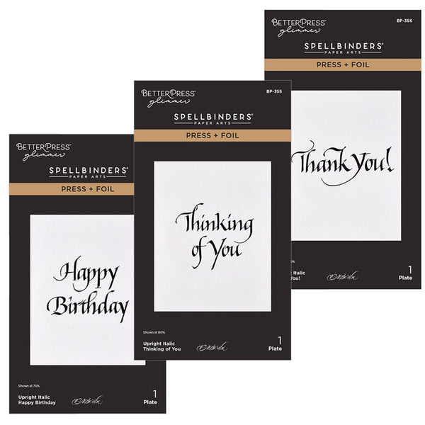 Spellbinders 3pc Press Plates Upright Italic Everyday Sentiments