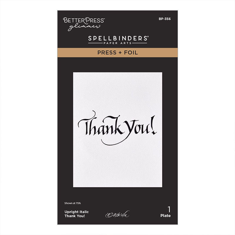 Spellbinders Press Plates Upright Italic Thank You!