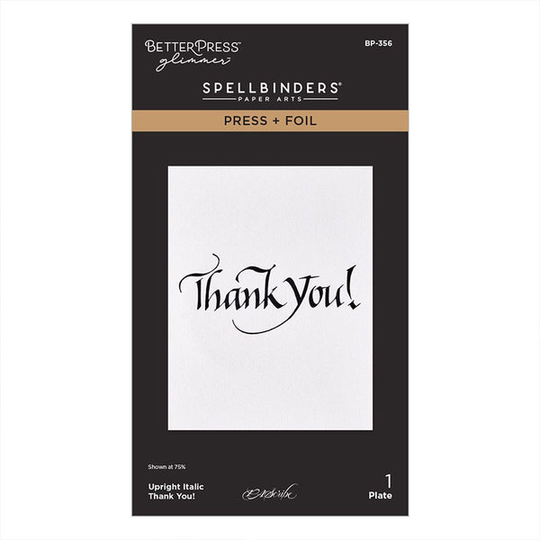 Spellbinders Press Plates Upright Italic Thank You!
