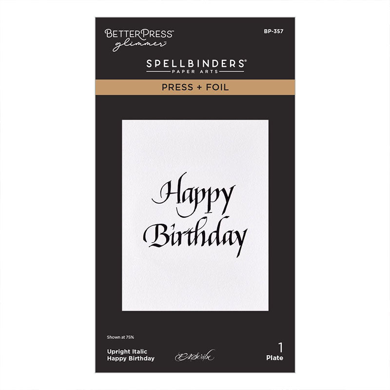 Spellbinders Press Plates Upright Italic Happy Birthday