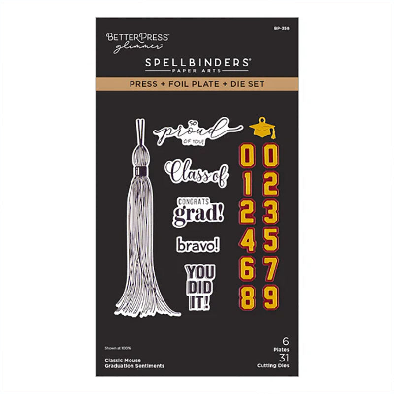 Spellbinders Press Plates Classic Mouse Graduation Sentiments