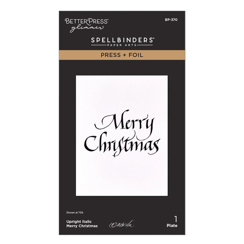 Spellbinders Press Plates Upright Italic Merry Christmas