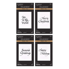 Spellbinders 4pc Press Plates Upright Italic Holiday Sentiments
