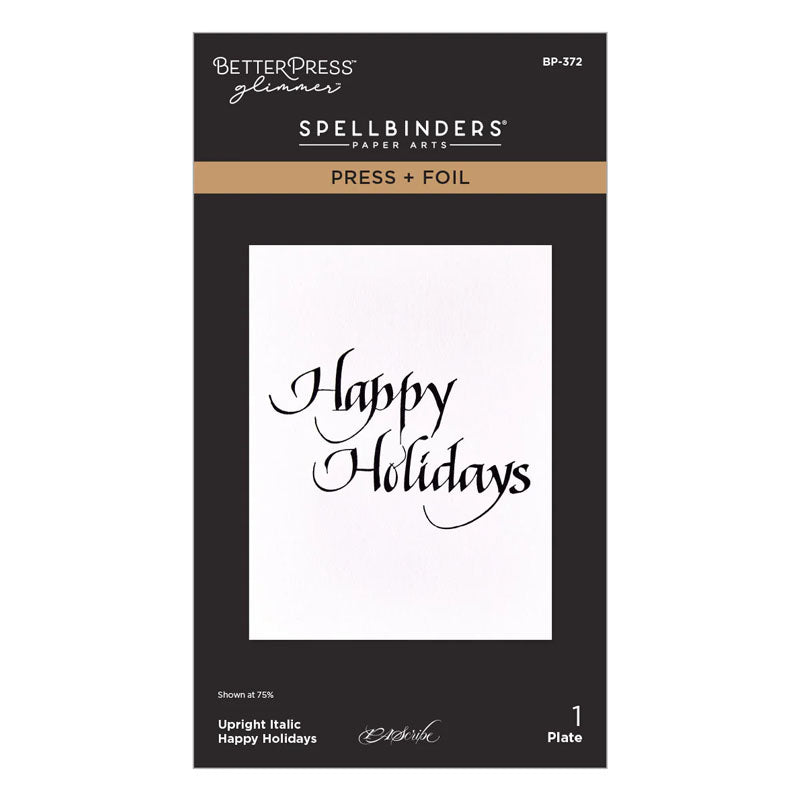 Spellbinders Press Plates Upright Italic Happy Holidays