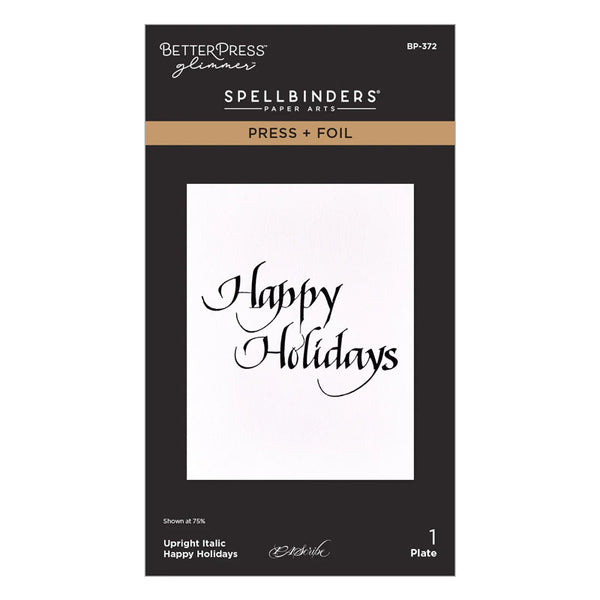 Spellbinders Press Plates Upright Italic Happy Holidays