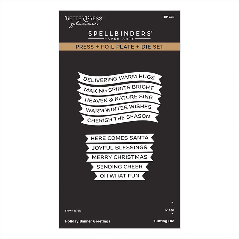 Spellbinders Press Plates Holiday Banner Greetings