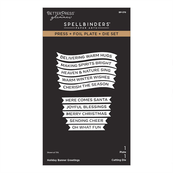 Spellbinders Press Plates Holiday Banner Greetings