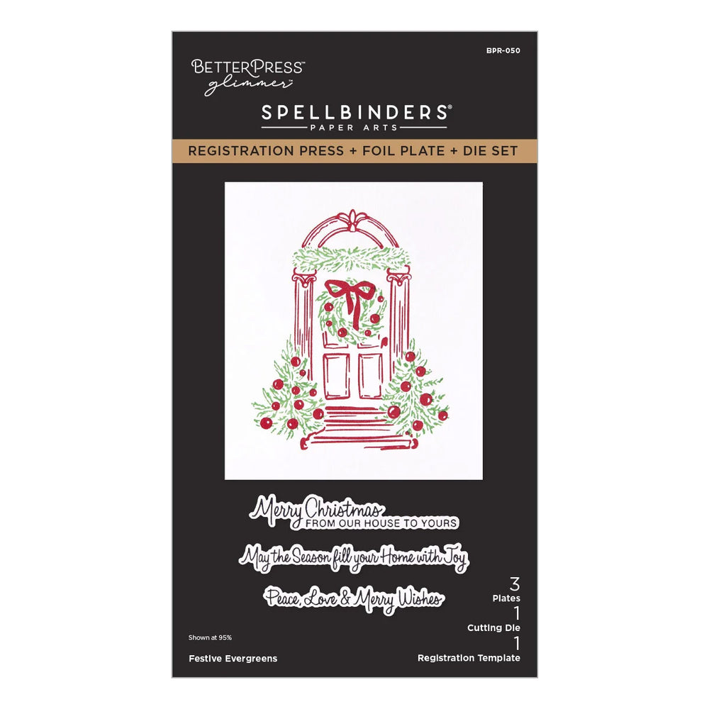 Spellbinders Press Plates Festive Evergreens