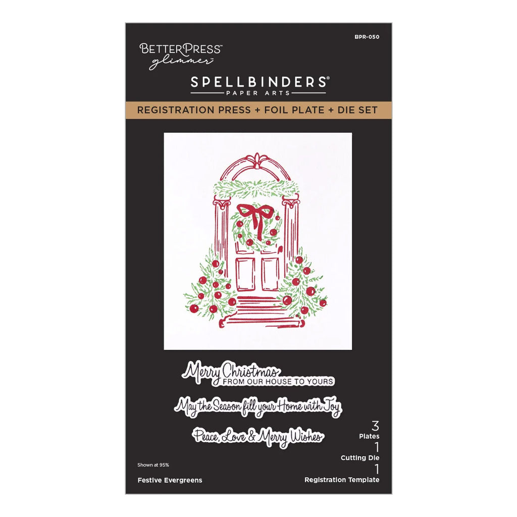 Spellbinders Press Plates Festive Evergreens