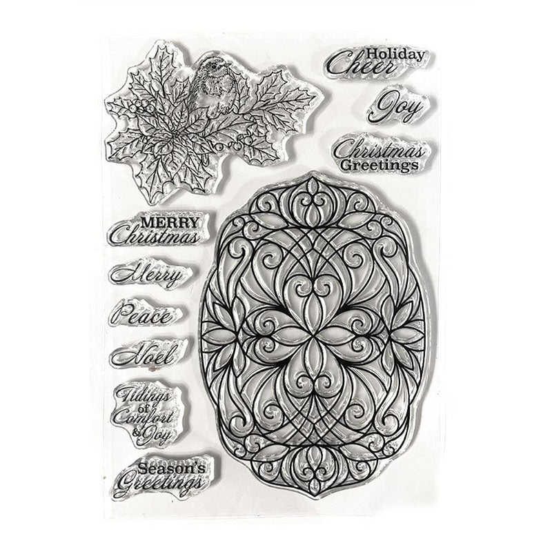 Elizabeth Crafts Clear Stamps Festive Holly Sentiments