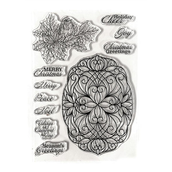 Elizabeth Crafts Clear Stamps Festive Holly Sentiments