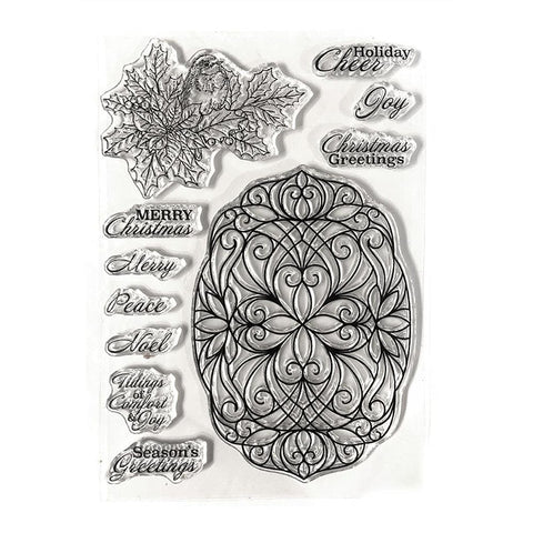 Elizabeth Crafts Clear Stamps Festive Holly Sentiments