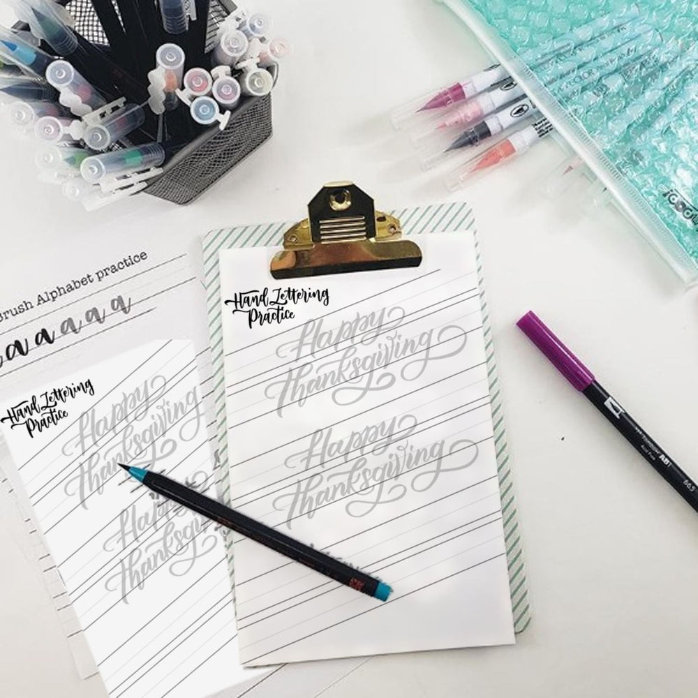 Happy Thanksgiving - Calligraphy Practice Sheets