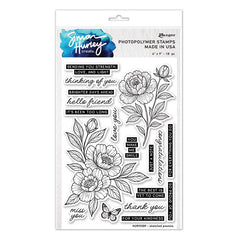 Simon Hurley Clear Stamps Sketched Peonies