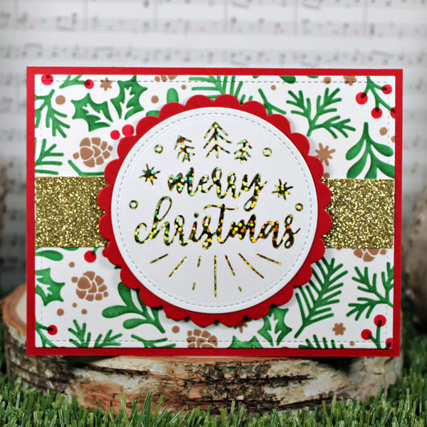 Lawn Fawn Stencil Winter Sprigs Background