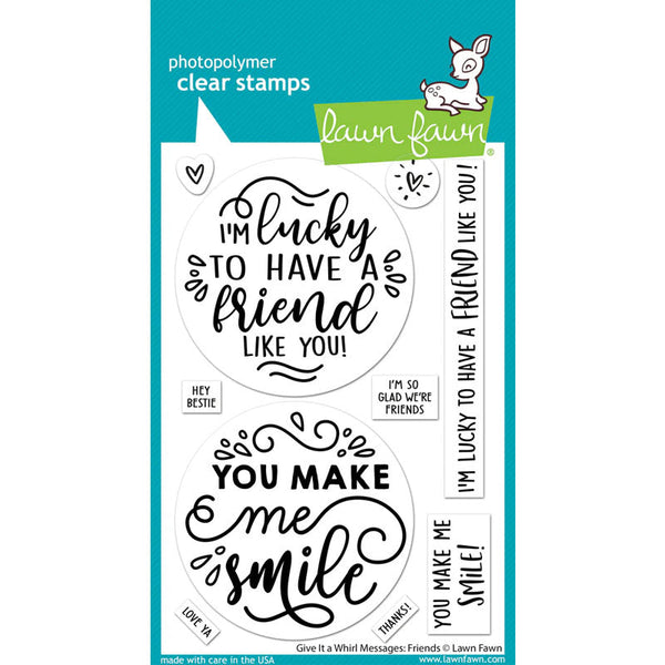 Lawn Fawn Clear Stamps Give It A Whirl Messages: Friends