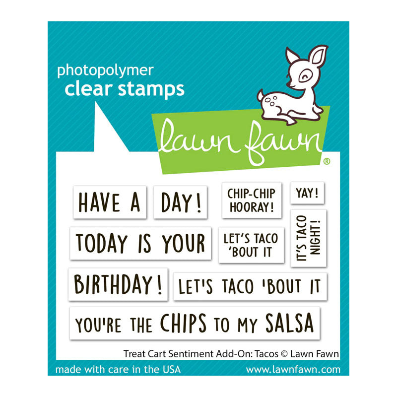 Lawn Fawn Clear Stamps Treat Cart Sentiment Add-On: Tacos