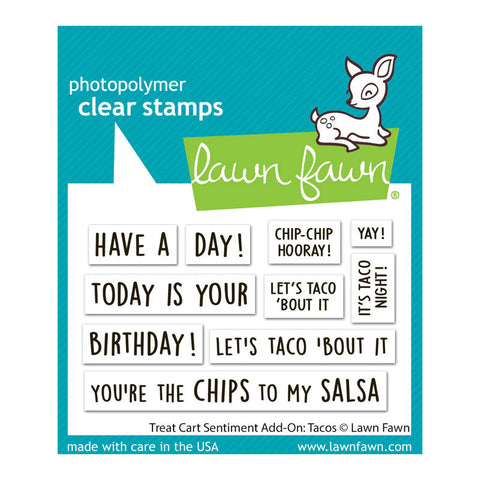 Lawn Fawn Clear Stamps Treat Cart Sentiment Add-On: Tacos