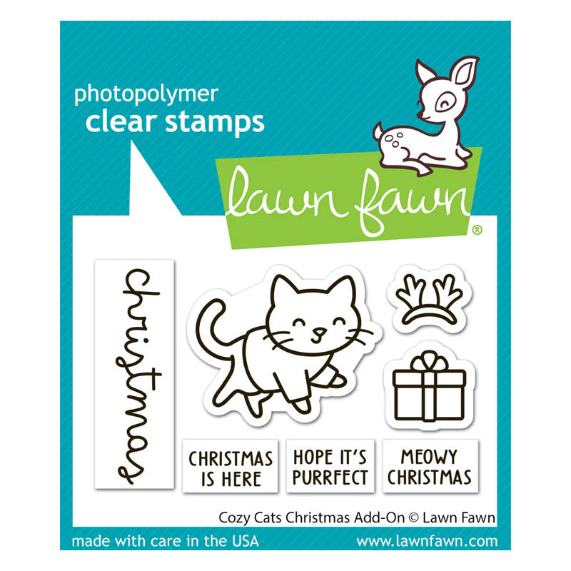 Lawn Fawn Clear Stamps Cozy Cats Christmas Add-On