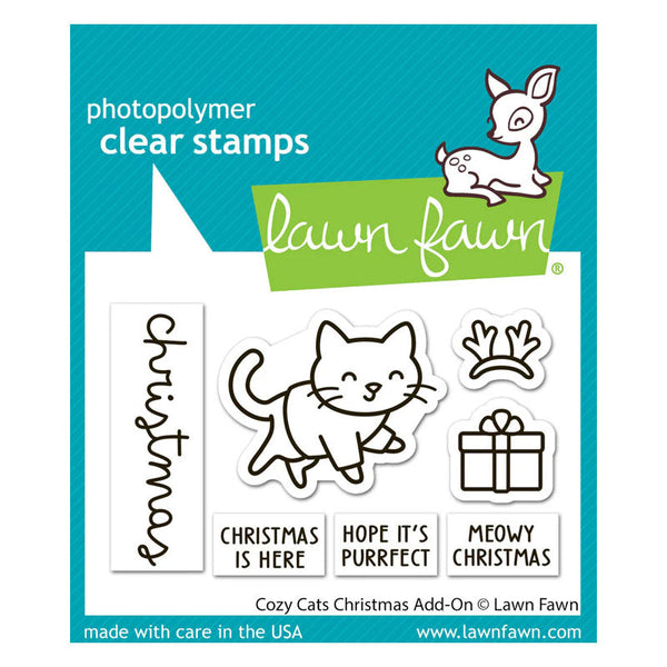 Lawn Fawn Clear Stamps Cozy Cats Christmas Add-On