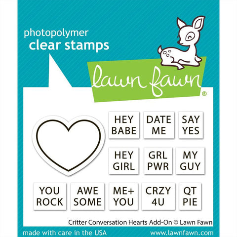 Lawn Fawn Clear Stamps Critter Conversation Hearts Add-On