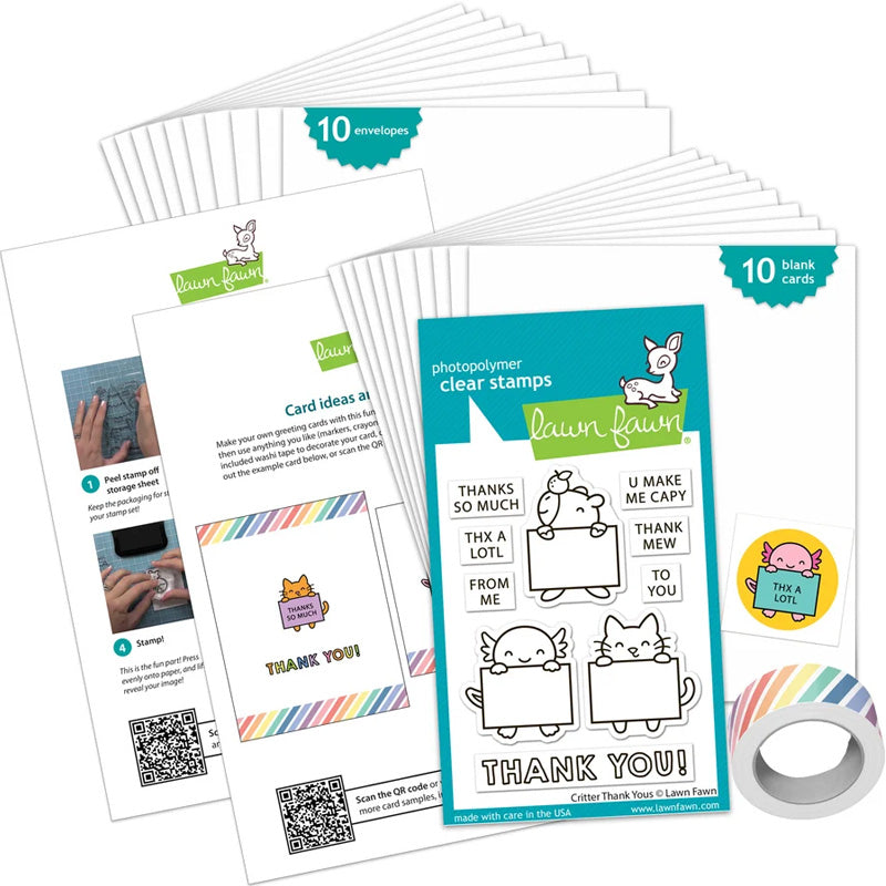 Lawn Fawn Kids Cardmaking Kit Mini Critter Thank Yous