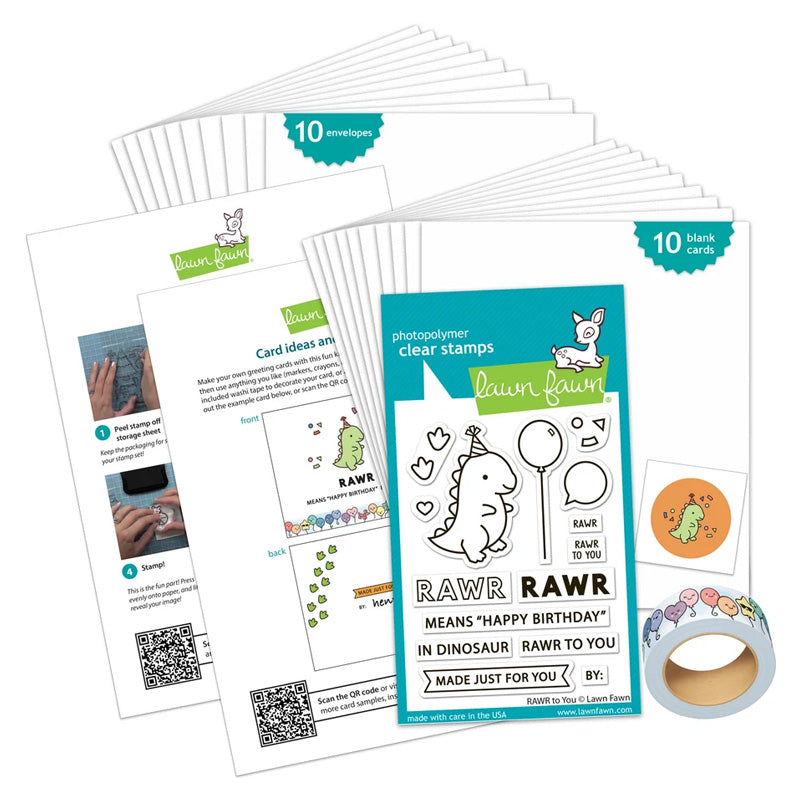 Lawn Fawn Kids Cardmaking Kit Mini Rawr To You
