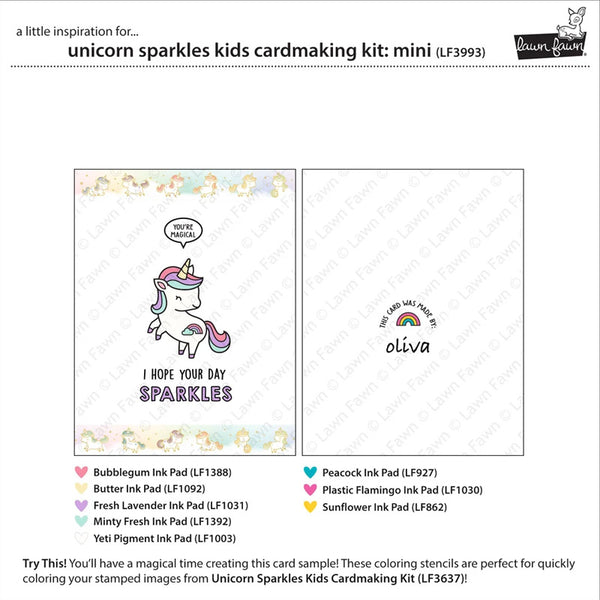 Lawn Fawn Kids Cardmaking Kit Mini Unicorn Sparkles