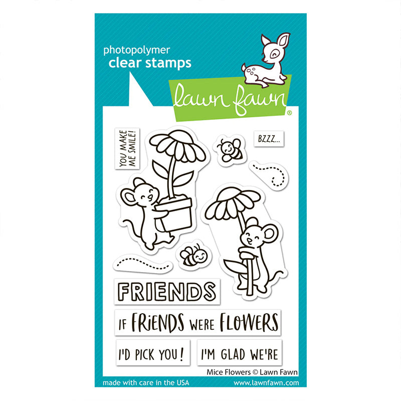 Lawn Fawn Clear Stamps Mice Flowers