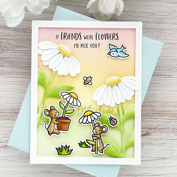 Lawn Fawn Clear Stamps Mice Flowers