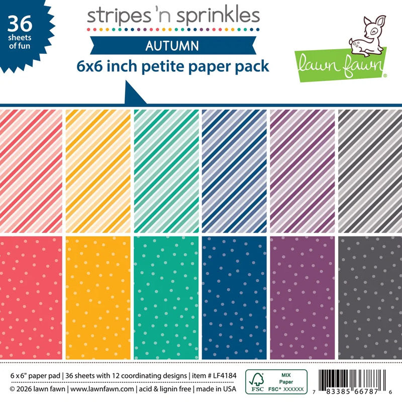 Lawn Fawn Paper 6x6 Stripes 'N Sprinkles Autumn