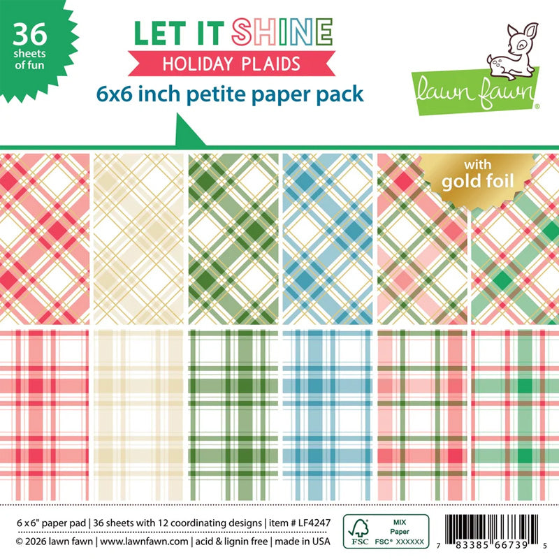 Lawn Fawn Paper 6x6 Let It Shine Holiday Plaids