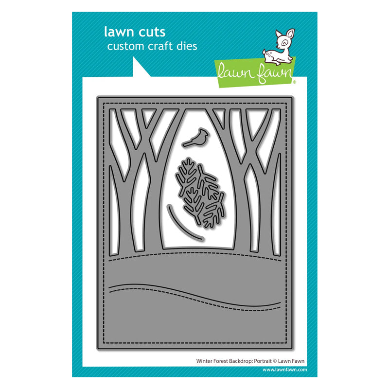Lawn Fawn Dies Winter Forest Backdrop: Portrait