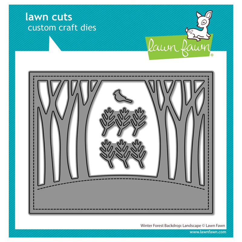Lawn Fawn Dies Winter Forest Backdrop: Landscape