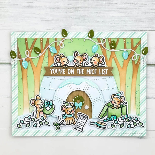 Lawn Fawn Dies Winter Forest Backdrop: Landscape