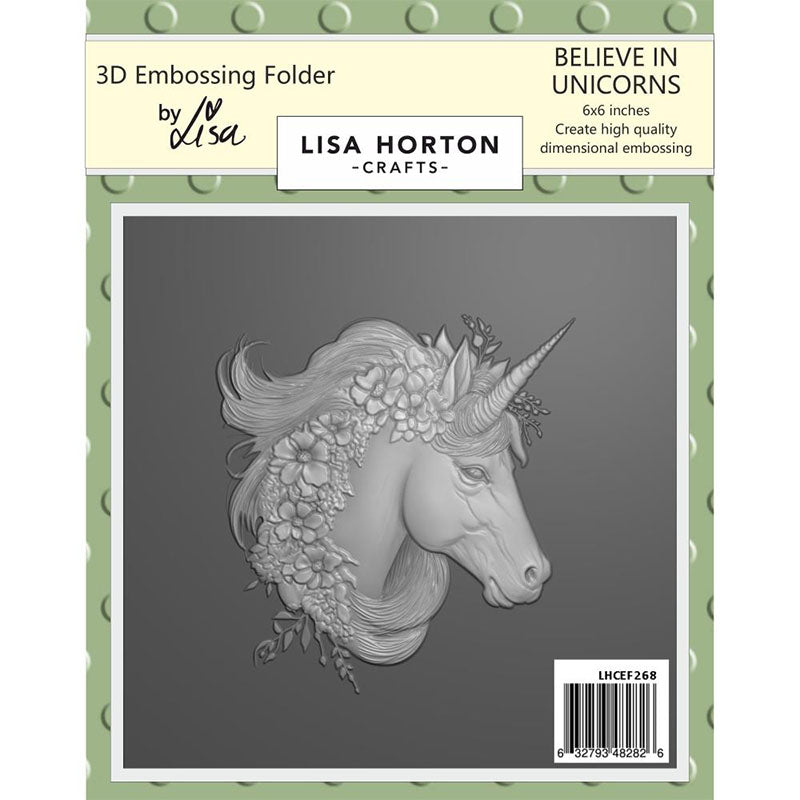 Lisa Horton Embossing Folder Believe in Unicorns