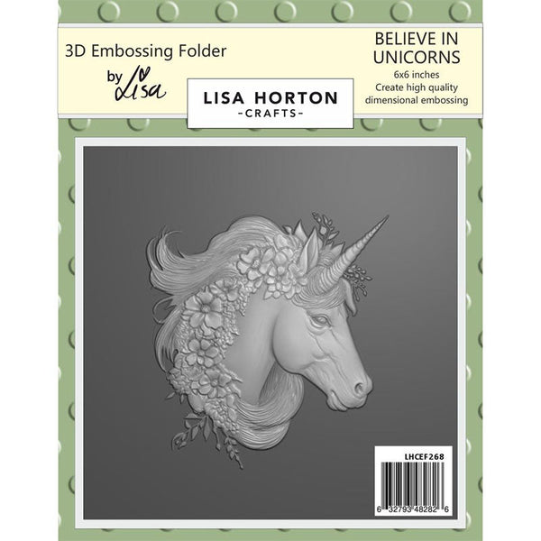 Lisa Horton Embossing Folder Believe in Unicorns