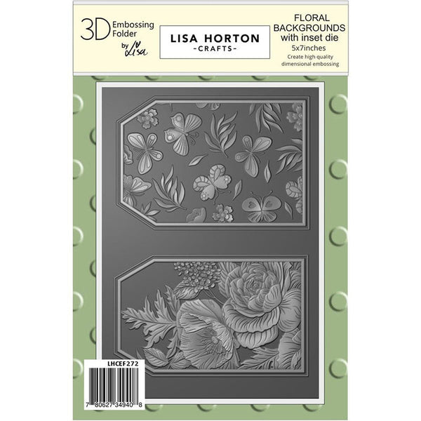 Lisa Horton Embossing Folder Floral Background Tags