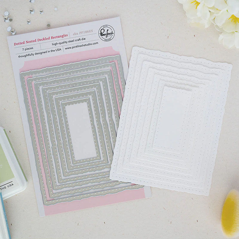 Pinkfresh Studio Dies Dotted Nested Deckled Rectangles