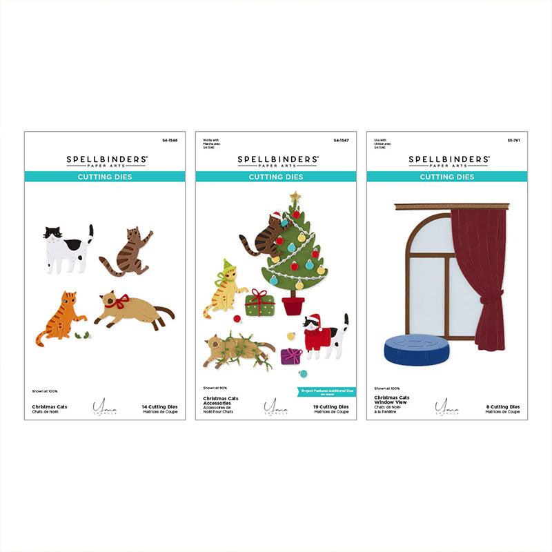 Spellbinders 3pc Dies Christmas Cats Bundle