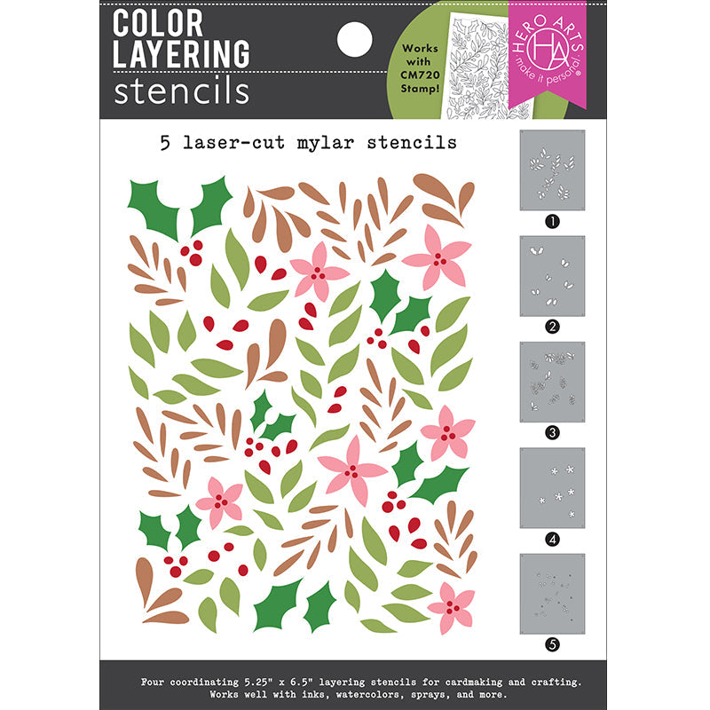 Hero Arts Stencil Color Layering Christmas Foliage