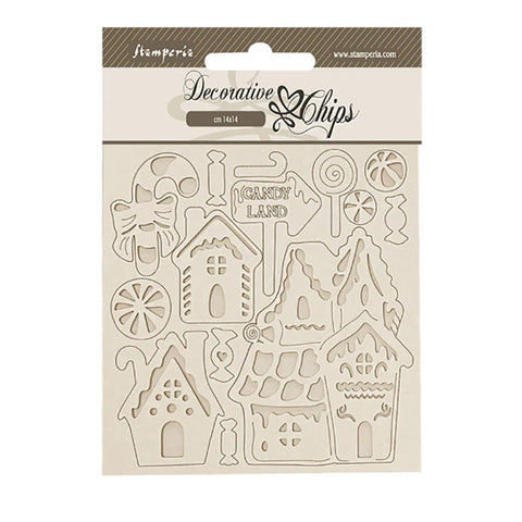 Stamperia Decorative Chips Marzipan Houses