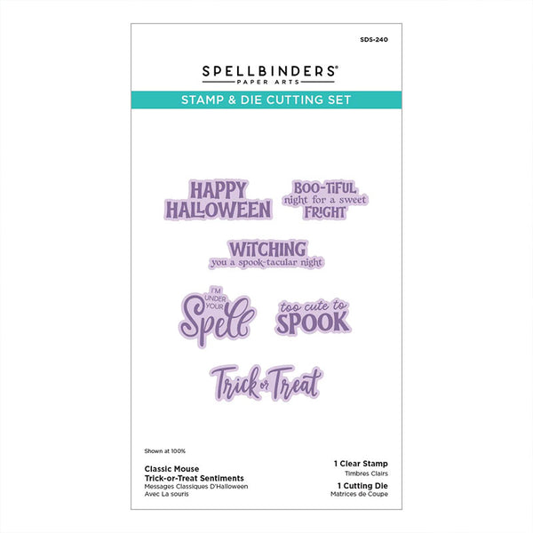 Spellbinders Stamps & Dies Classic Mouse Trick-or Treat Sentiments