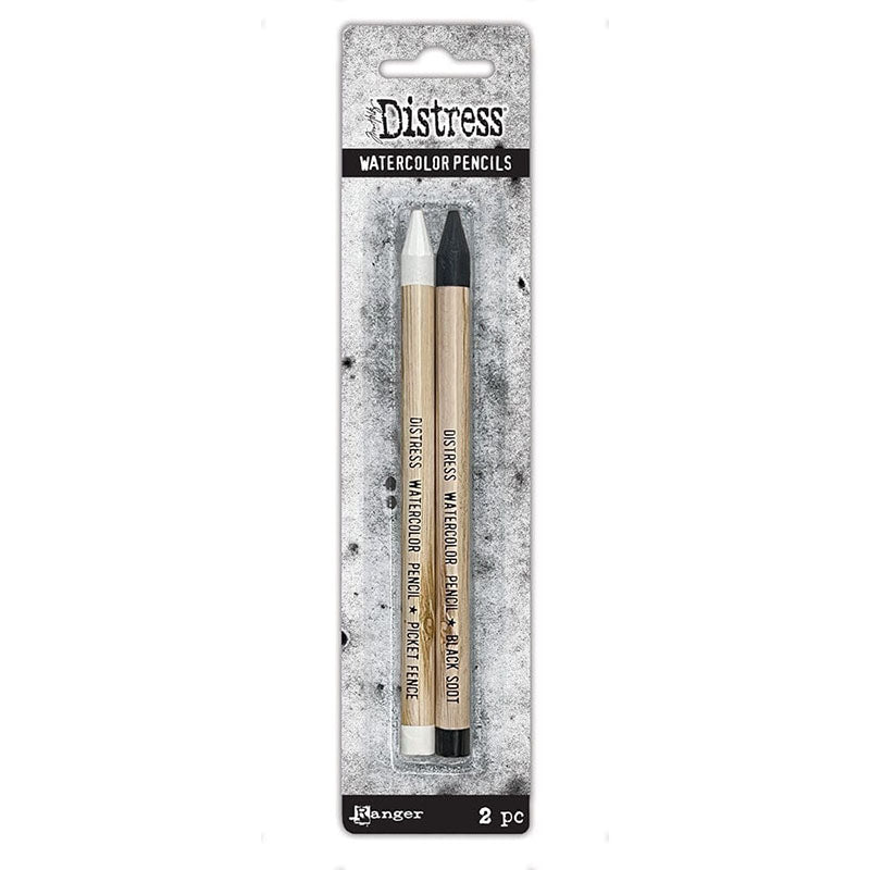 Tim Holtz Distress Watercolor Pencil 2pc Picket Fence & Black Soot
