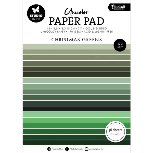 Studio Light Unicolor Paper 5.83x8.25 Christmas Greens