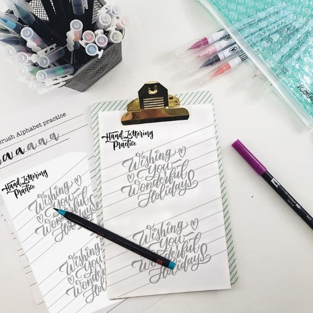 Wishing You Wonderful Holidays - Calligraphy Practice Sheets
