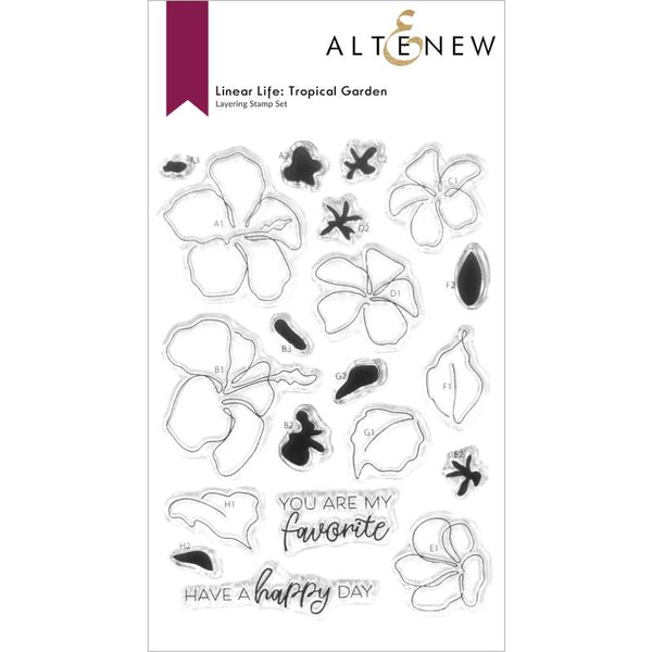 Altenew Clear Stamps Linear Life Tropical Garden
