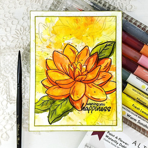 Altenew Clear Stamps Paint-A-Flower: Waterlily Dahlia Outline