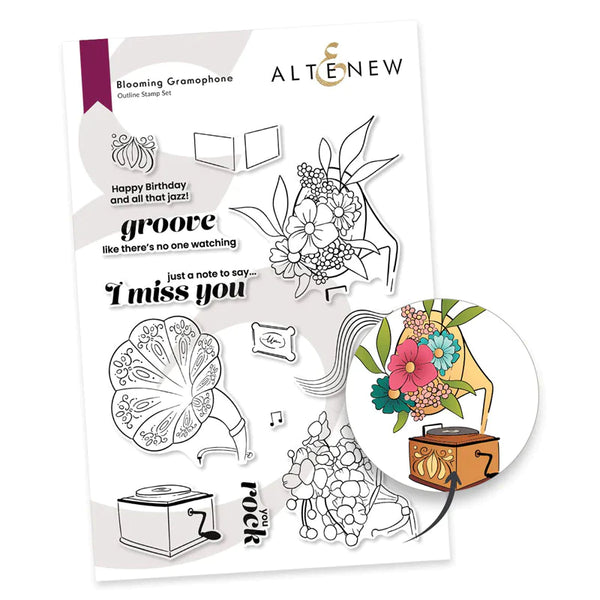 Altenew Clear Stamps Blooming Gramophone